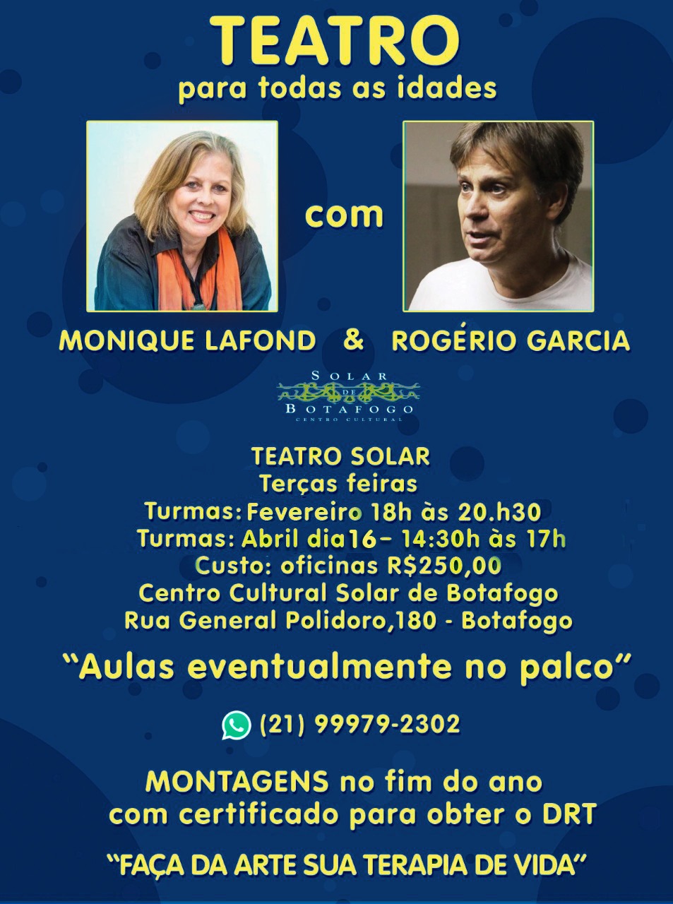 Aulas de Teatro no palco do Teatro Solar – Botafogo